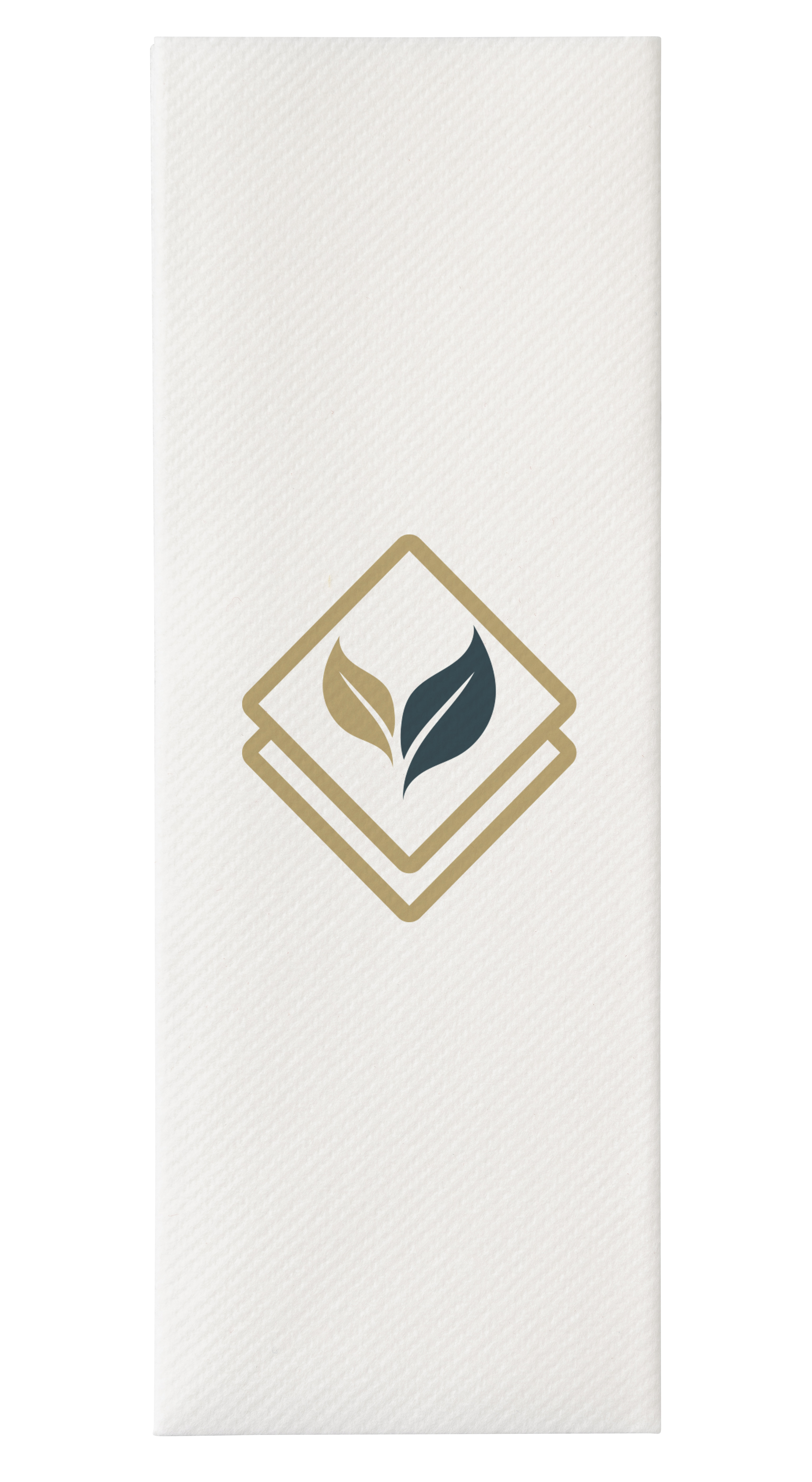 Airlaid 8-vouw 40x30 cm. wit. 2 kleuren bedrukt. Prijzen per doos van 500 stuks. Bij 24 dozen: 7 cent per stuk.