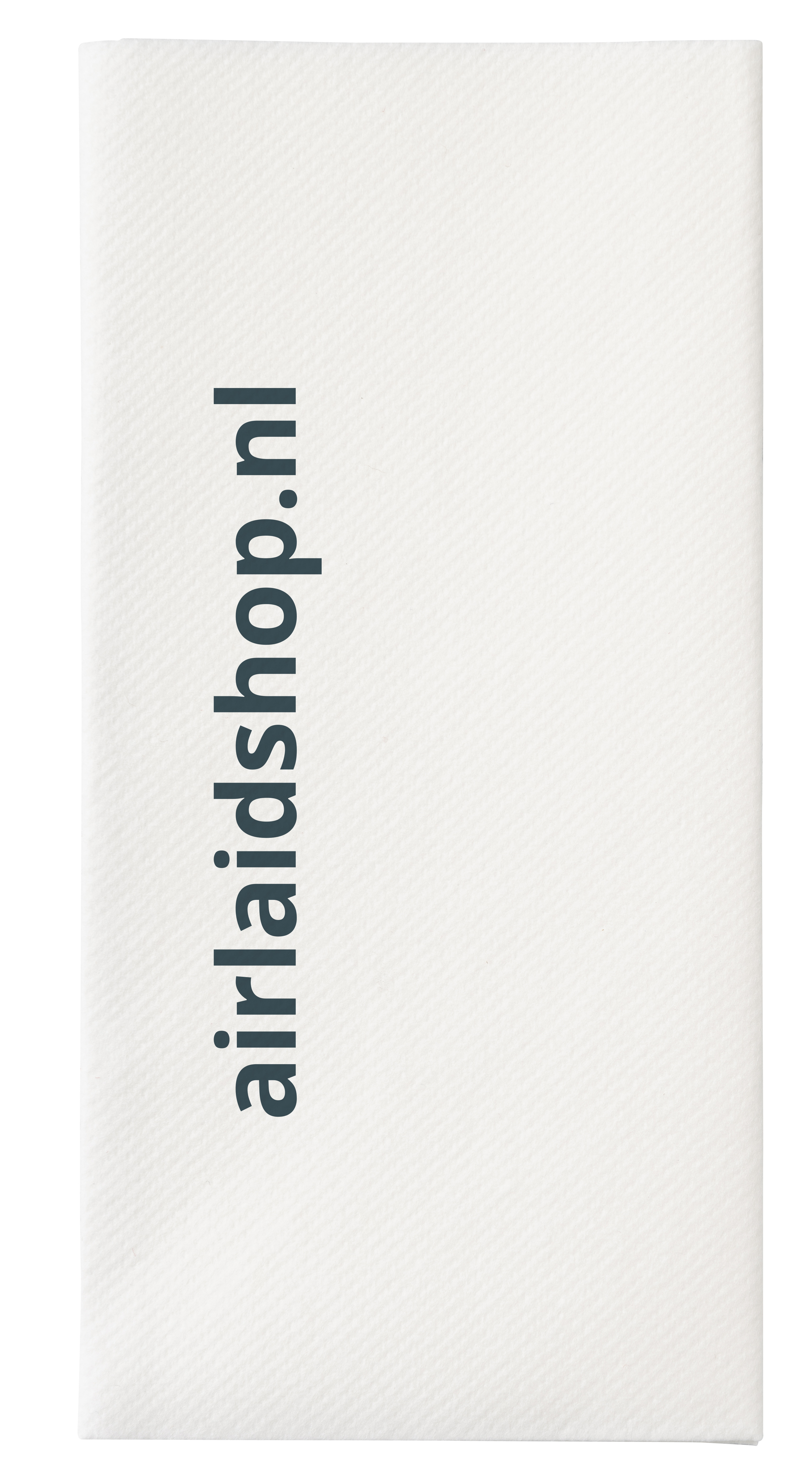 Airlaid 8-vouw 40x40 cm. wit. 1 kleur bedrukt. Prijzen per doos van 400 stuks. Bij 24 dozen: 7 cent per stuk.