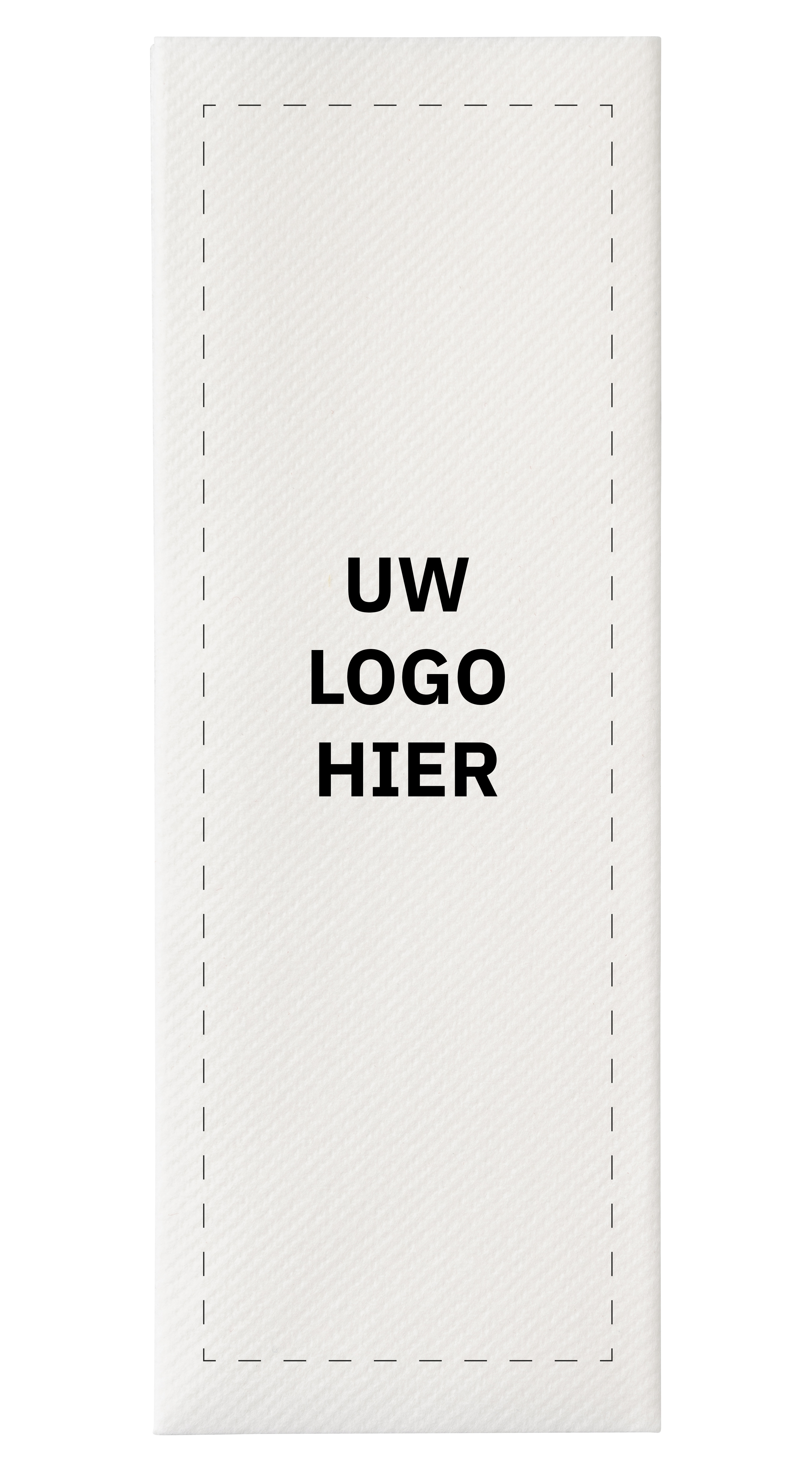 Airlaid 8-vouw 40x30 cm. wit. 1 kleur bedrukt. Prijzen per doos van 500 stuks. Bij 24 dozen: 6 cent per stuk.